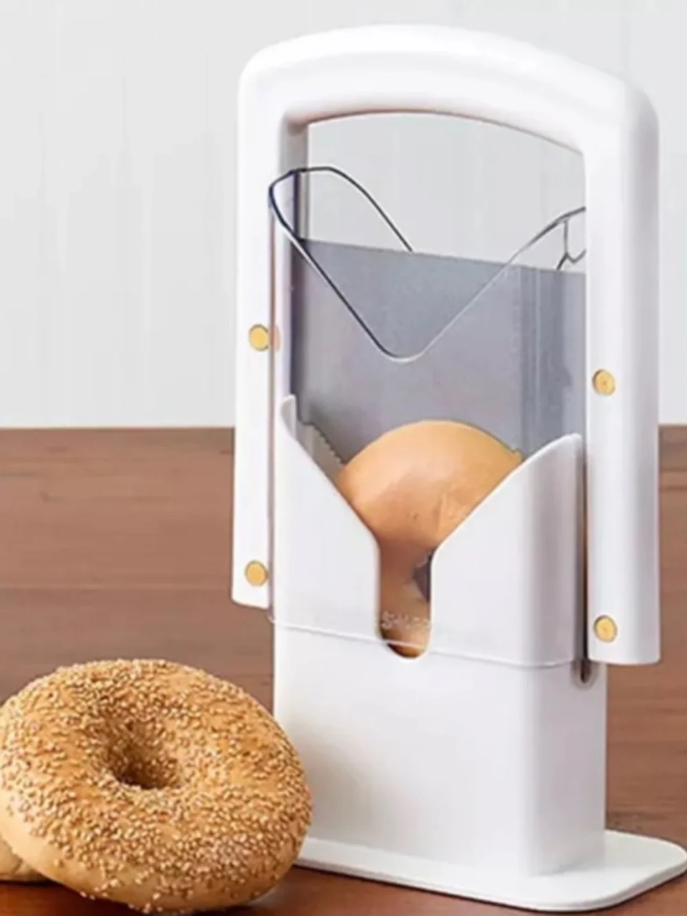The Original Bagel Guillotine Slicer 9.25-Inch White